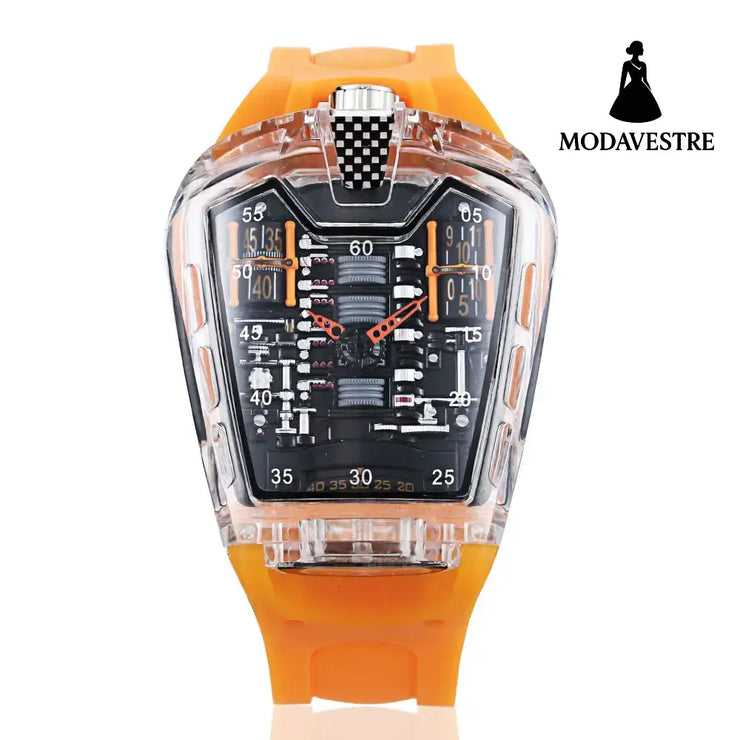 Cool Sports Brand Watches Luxury Men Watches Waterproof Japan Transparent orange