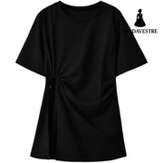 Cotton Irregular Split Short-sleeved T-shirt Women’s Summer