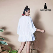 Cotton Jacquard Button Loose Sleeve Sunscreen Clothing For Women White / One size