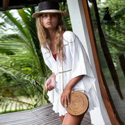 Cotton Jacquard Button Loose Sleeve Sunscreen Clothing For Women White / One size