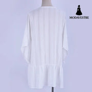 Cotton Jacquard Button Loose Sleeve Sunscreen Clothing For Women White / One size