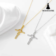 Creative 925 sterling silver heart-shaped cross necklace with fashionable simple and versatile accessories