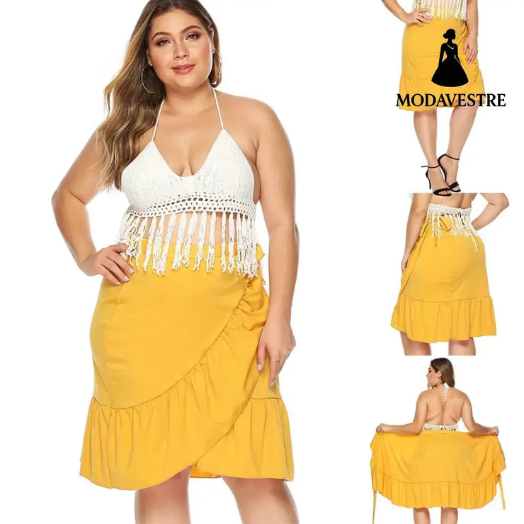 Cross straps beach skirt skirt