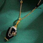 Crystal zircon pearl bow black pendant necklace pendant