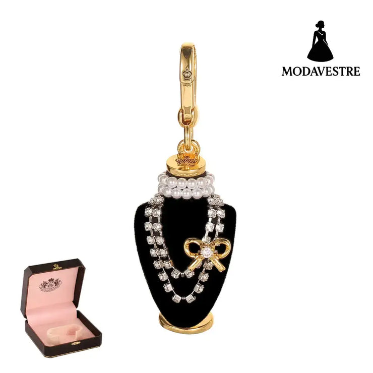Crystal zircon pearl bow black pendant necklace pendant Pendant [box Packaging]