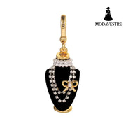 Crystal zircon pearl bow black pendant necklace pendant Pendant [No Packaging]