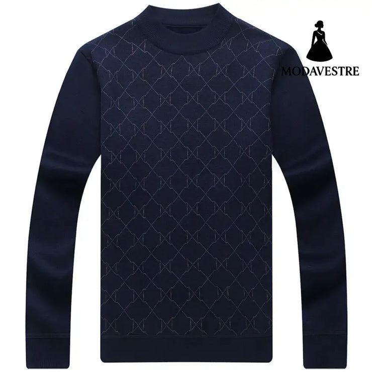 Dad Long Sleeve T-shirt Autumn Winter Clothing Middle-aged Men Navy Blue / 2XL Jumper