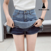 Denim Ruffled Skirt Fishtail Skirt