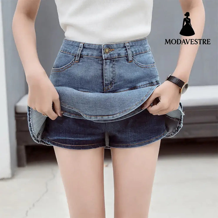 Denim Ruffled Skirt Fishtail Skirt