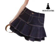Denim Ruffled Skirt Fishtail Skirt