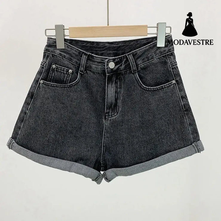 Denim Shorts For Women Summer Black And Gray / 2XL