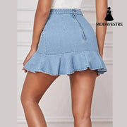 Denim skirt lace denim skirt