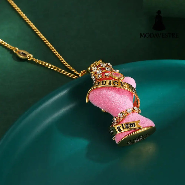 Diamond inlaid crystal zircon diamond chain pink