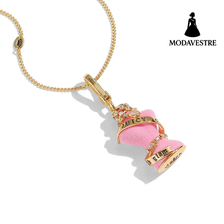 Diamond inlaid crystal zircon diamond chain pink