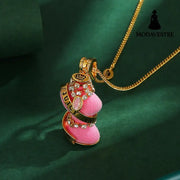 Diamond inlaid crystal zircon diamond chain pink