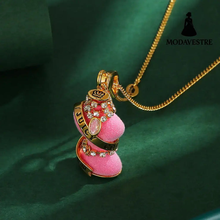 Diamond inlaid crystal zircon diamond chain pink