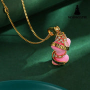 Diamond inlaid crystal zircon diamond chain pink