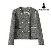 Double Breasted Temperament Western Style Autumn Clothing Coat Women