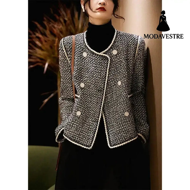 Double Breasted Temperament Western Style Autumn Clothing Coat Women