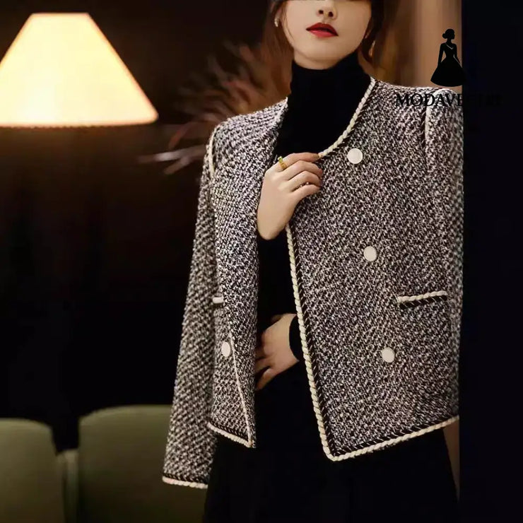 Double Breasted Temperament Western Style Autumn Clothing Coat Women