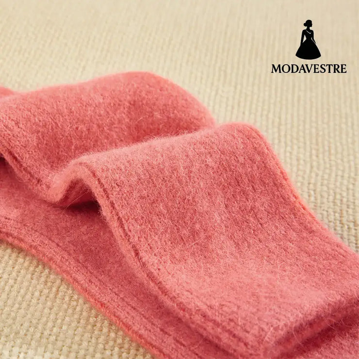 Double needle rabbit wool socks women