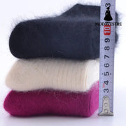 Double needle rabbit wool socks women