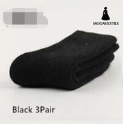 Double needle rabbit wool socks women Black 3Pair / One size