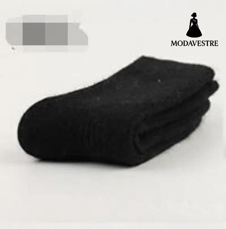 Double needle rabbit wool socks women Black / One size