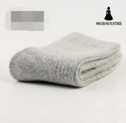 Double needle rabbit wool socks women Grey / One size