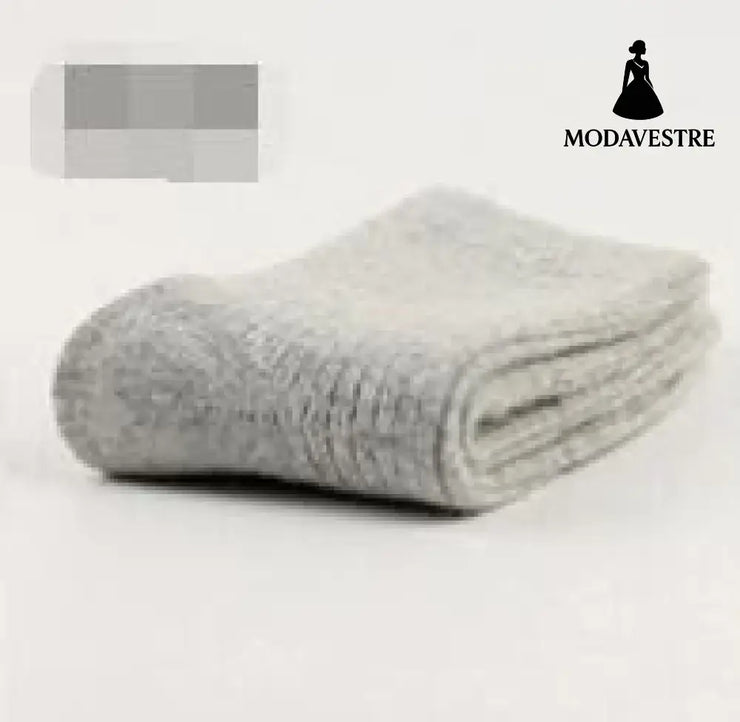 Double needle rabbit wool socks women Grey / One size