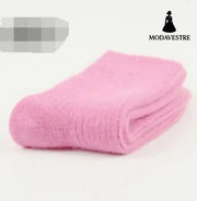 Double needle rabbit wool socks women Pink / One size