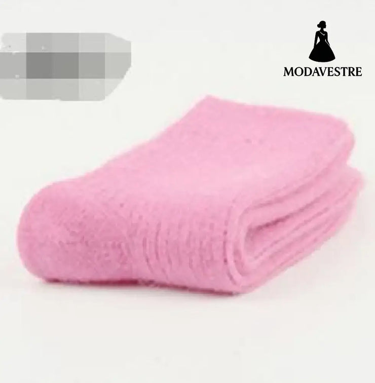 Double needle rabbit wool socks women Pink / One size