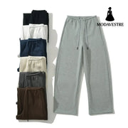 Drawstring high waisted solid color casual pants
