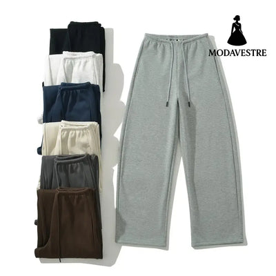Drawstring high waisted solid color casual pants
