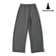 Drawstring high waisted solid color casual pants Carbon Gray / S