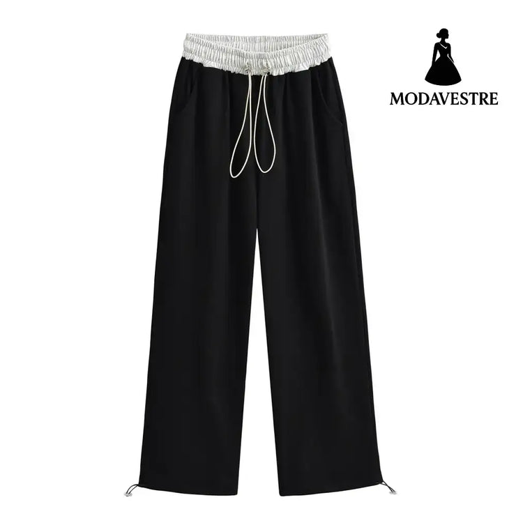 Drawstring loose pants Light gray mixed with black / S
