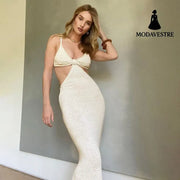 Dresses Party Club Elegant Hollow Out Dress Sundress Apricot / L