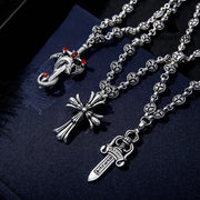 Electroplated Silver Grand Sword Pendant Cross Pendant