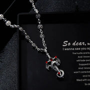 Electroplated Silver Grand Sword Pendant Cross Pendant A02 Necklace 60CM