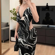 Elegant Sexy Waist Hollow-out Backless Dress Women Women’s Clothing