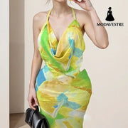 Elegant Sexy Waist Hollow-out Backless Dress Women Women’s Clothing