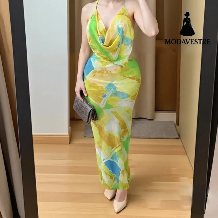 Elegant Sexy Waist Hollow-out Backless Dress Women Women’s Clothing