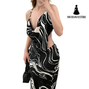 Elegant Sexy Waist Hollow-out Backless Dress Women Women’s Clothing