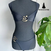 Elegant Solid Color Bikini Set – Women’s Two-Piece Swimsuit