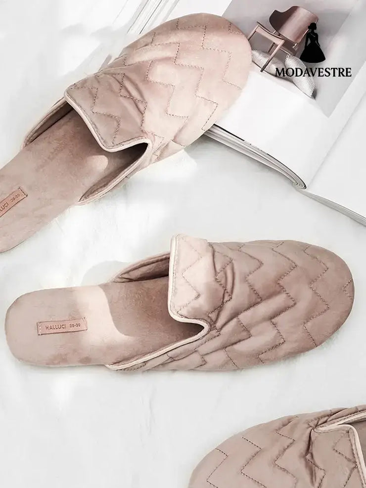 Embroidered Home Shoes Silent Antiskid Four Seasons Women’’s Cotton Slippers