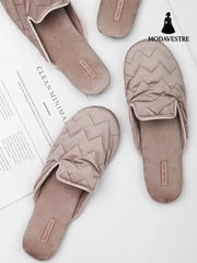 Embroidered Home Shoes Silent Antiskid Four Seasons Women’’s Cotton Slippers