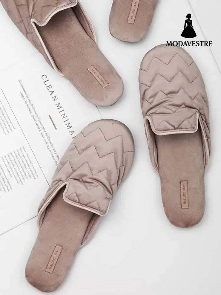 Embroidered Home Shoes Silent Antiskid Four Seasons Women’’s Cotton Slippers