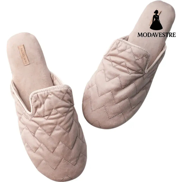 Embroidered Home Shoes Silent Antiskid Four Seasons Women’’s Cotton Slippers Pink velvet embroidered slippe / 36.37