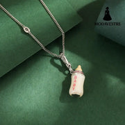 Enamel glazed diamond inlaid acrylic letter printing power bottle pendant necklace exquisite bottle pendant