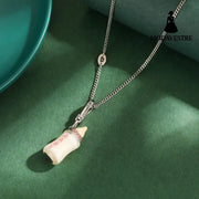 Enamel glazed diamond inlaid acrylic letter printing power bottle pendant necklace exquisite bottle pendant